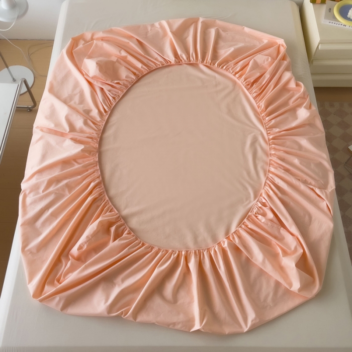 91家纺网 家纺一手货源 找家纺 2025床笠全棉纯色床笠双拼简约床笠三件套蜜桃粉