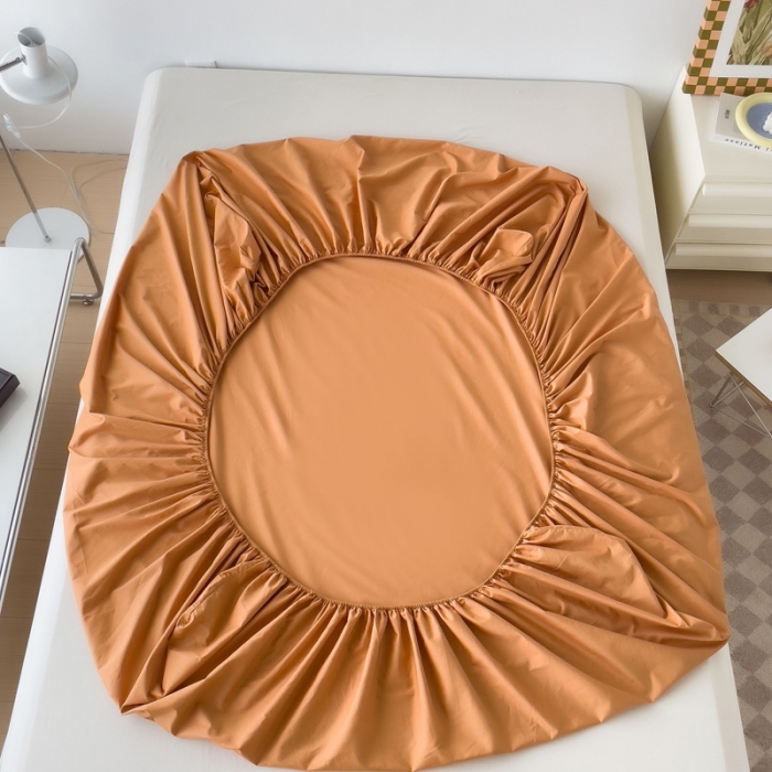 91家纺网 家纺一手货源 找家纺 2025床笠全棉纯色床笠双拼简约床笠单品床笠 南瓜橘