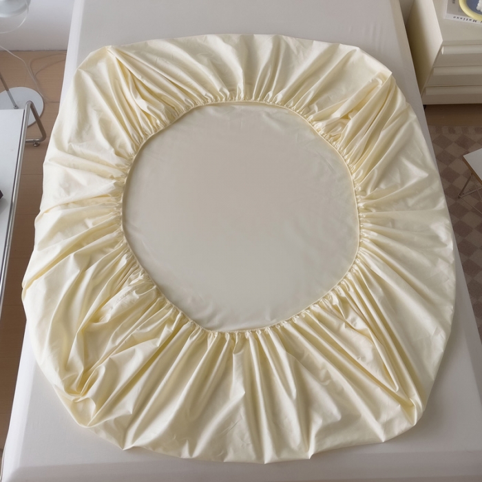 91家纺网 家纺一手货源 找家纺 2025床笠全棉纯色床笠双拼简约床笠单品床笠 奶昔白