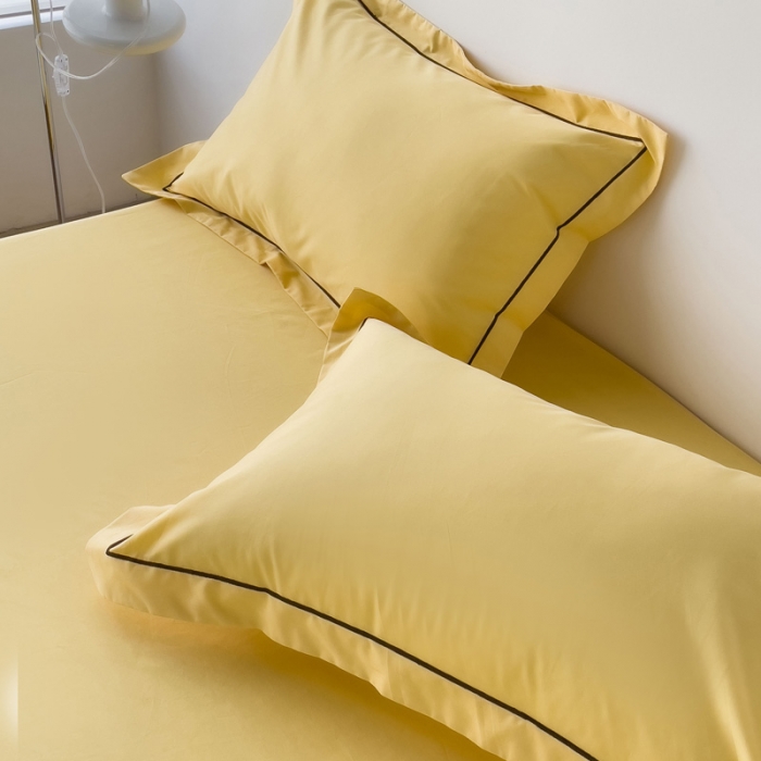 91家纺网 家纺一手货源 找家纺 2025床笠全棉纯色床笠双拼简约床笠单品床笠 初黄