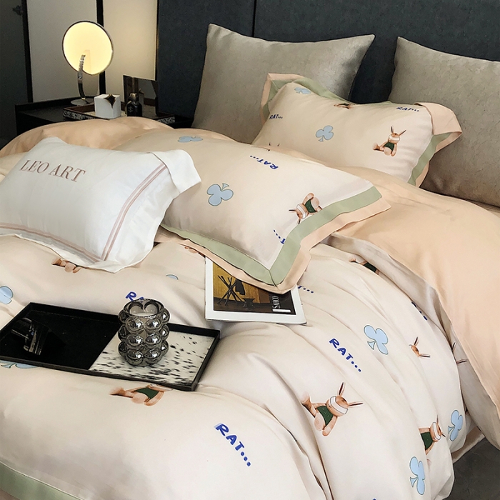 91家纺网 家纺一手货源 找家纺 涞澳 2023新款 天丝印花四件套凯蒂