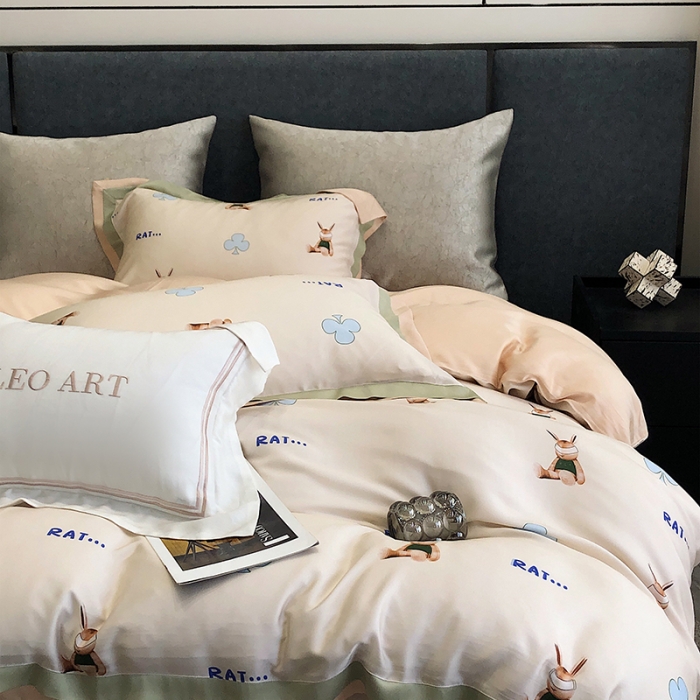 91家纺网 家纺一手货源 找家纺 涞澳 2023新款 天丝印花四件套凯蒂