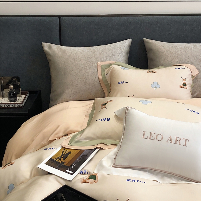 91家纺网 家纺一手货源 找家纺 涞澳 2023新款 天丝印花四件套凯蒂