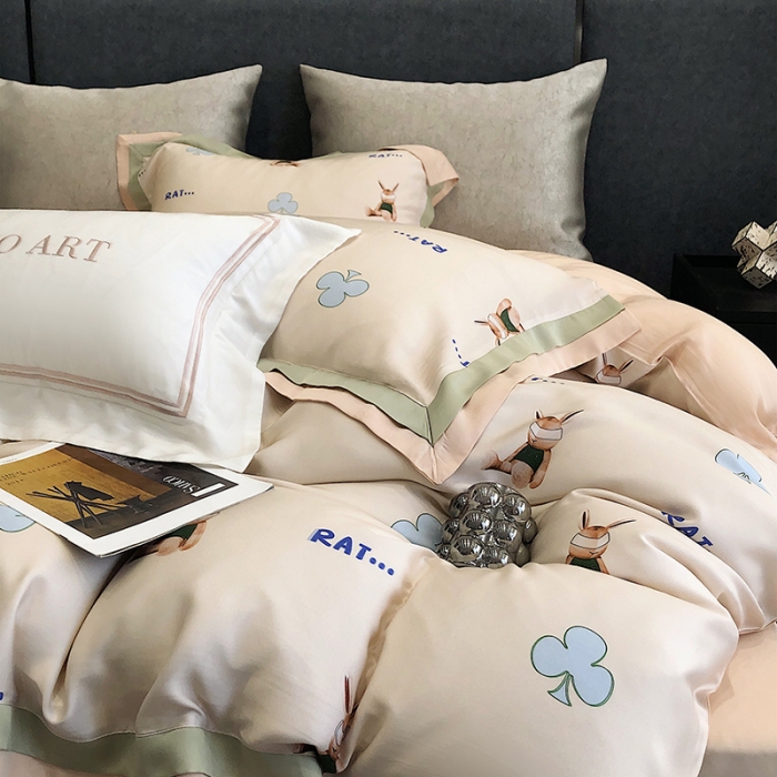 91家纺网 家纺一手货源 找家纺 涞澳 2023新款 天丝印花四件套凯蒂