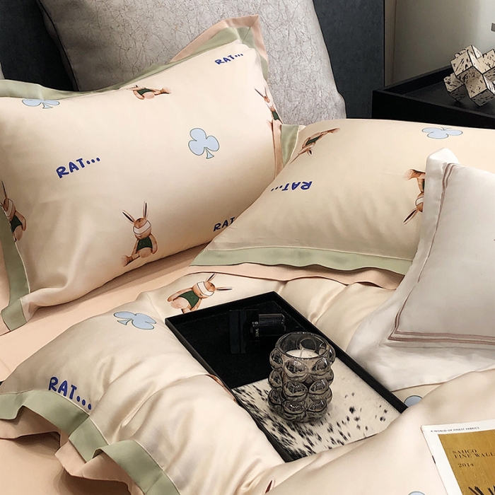 91家纺网 家纺一手货源 找家纺 涞澳 2023新款 天丝印花四件套凯蒂