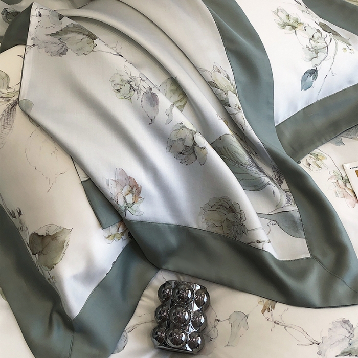 91家纺网 家纺一手货源 找家纺 涞澳 2023新款 天丝印花四件套叶璃