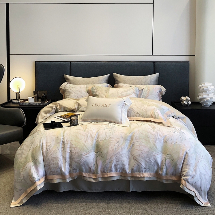 91家纺网 家纺一手货源 找家纺 涞澳 2023新款 天丝印花四件套夜曲-灰