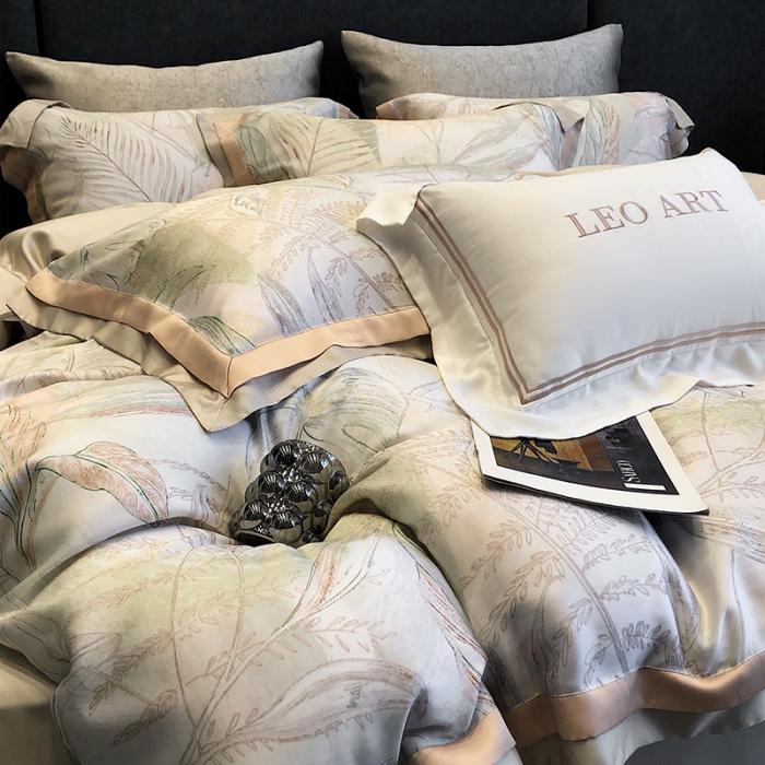 91家纺网 家纺一手货源 找家纺 涞澳 2023新款 天丝印花四件套夜曲-灰