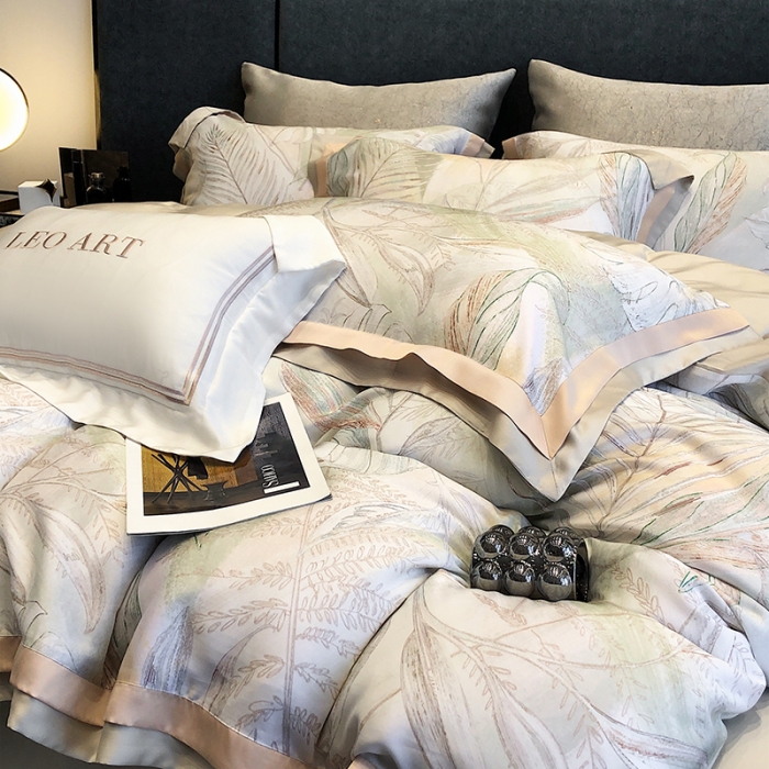 91家纺网 家纺一手货源 找家纺 涞澳 2023新款 天丝印花四件套夜曲-灰