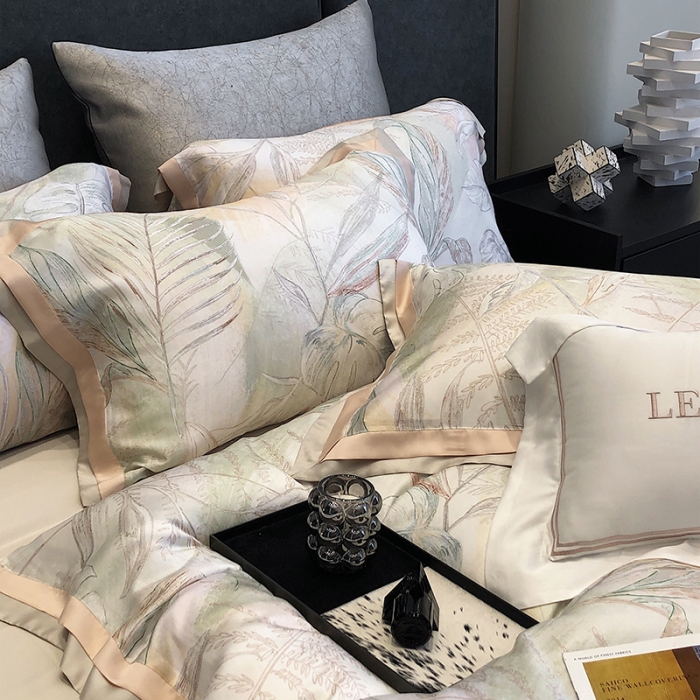 91家纺网 家纺一手货源 找家纺 涞澳 2023新款 天丝印花四件套夜曲-灰