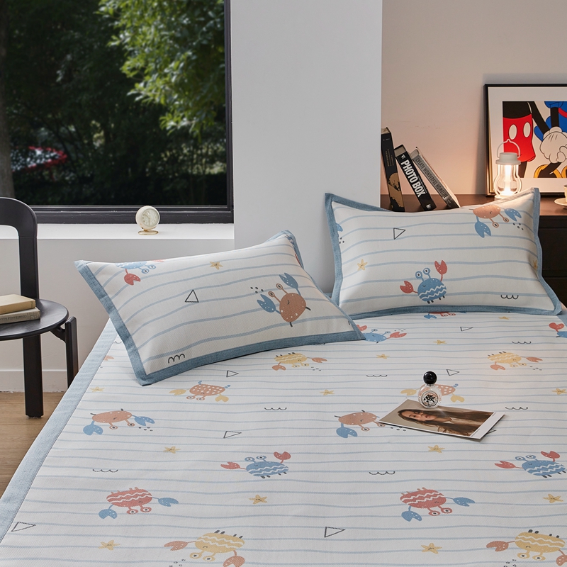 91家纺网 家纺一手货源 找家纺 柚子2023款冰藤席 螃蟹乐园