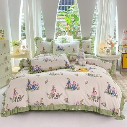 91家纺网 家纺一手货源 找家纺 优逸2025韩版公主风床裙款床单款四件套彼得兔