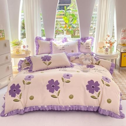 91家纺网 家纺一手货源 找家纺 优逸2025韩版公主风床裙款床单款四件套迷迭香