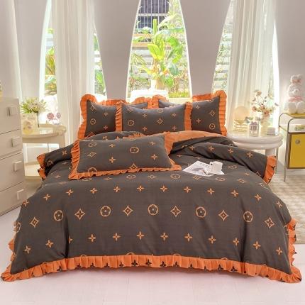 91家纺网 家纺一手货源 找家纺 优逸2025韩版公主风床裙款床单款四件套 幸运花