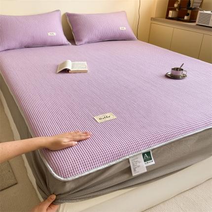 91家纺网 家纺一手货源 找家纺 吉象家纺 2023新款A类华夫格软席凉感席套件 华夫格丁香紫