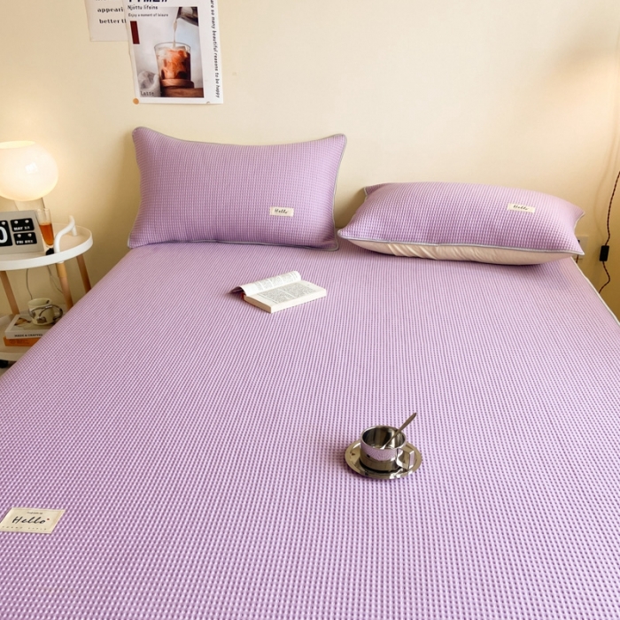 91家纺网 家纺一手货源 找家纺 吉象家纺 2023新款A类华夫格软席凉感席套件 华夫格丁香紫