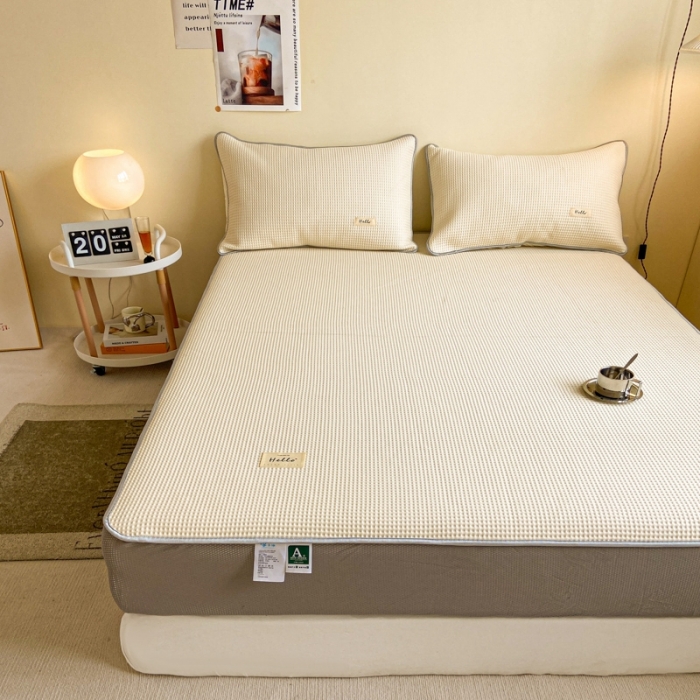 91家纺网 家纺一手货源 找家纺 吉象家纺 2023新款A类华夫格软席凉感席套件 华夫格象牙白