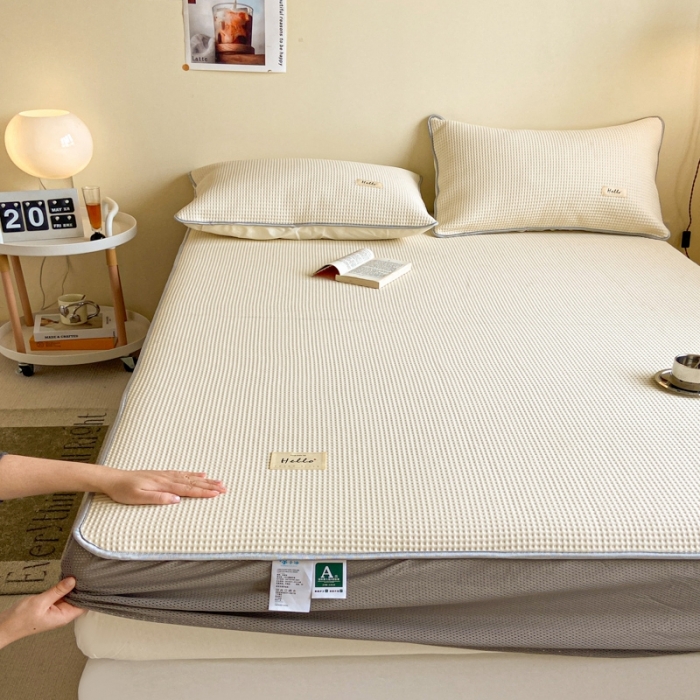 91家纺网 家纺一手货源 找家纺 吉象家纺 2023新款A类华夫格软席凉感席套件 华夫格象牙白