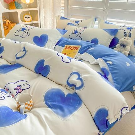 91家纺网 家纺一手货源 找家纺 卡斯诺 2025新款植物羊绒磨毛四件套 开心兔兔