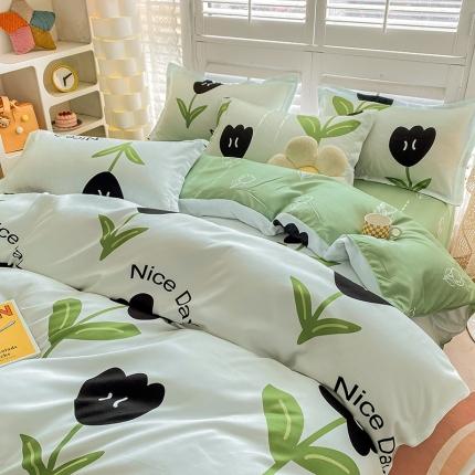 91家纺网 家纺一手货源 找家纺 卡斯诺 2025新款植物羊绒磨毛四件套 清颜