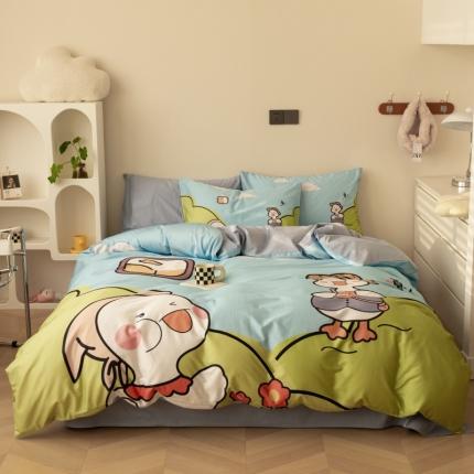 91家纺网 家纺一手货源 找家纺 （总）安莱生活 2023新款长绒棉数码大版数码印花居家高级风四件套