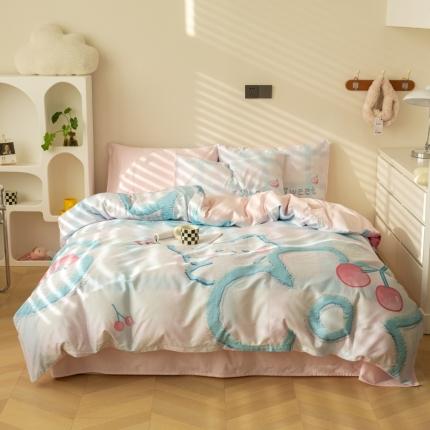 91家纺网 家纺一手货源 找家纺 （总）安莱生活 2023新款长绒棉数码大版数码印花居家高级风四件套