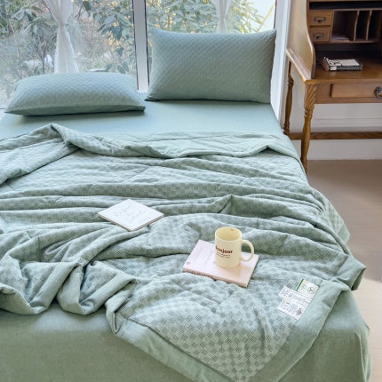 91家纺网 家纺一手货源 找家纺 佰诗特 A类40支全棉色织水洗棉提花夏被四件套 纯棉大豆纤维夏被空调被