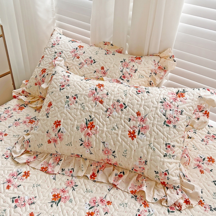 91家纺网 家纺一手货源 找家纺 （总）罗艺轩 2024新款全棉花边床笠式夹棉床裙三件套-波赛尔庄园