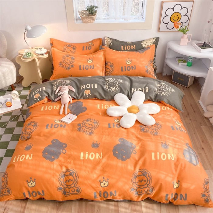 91家纺网 家纺一手货源 找家纺 多品 2023新款12868全棉印花单被套系列第二批 狮子王—黄