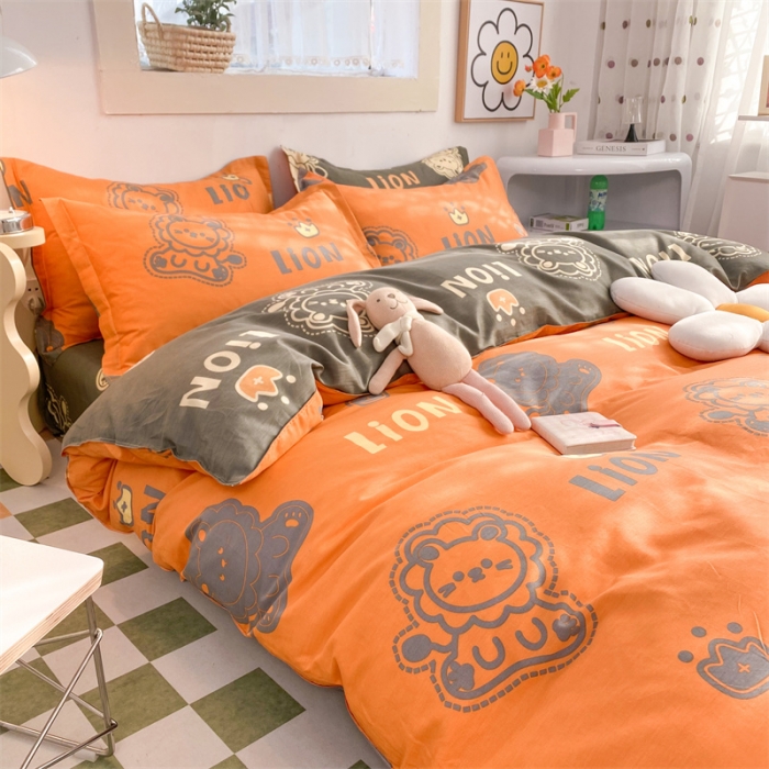 91家纺网 家纺一手货源 找家纺 多品 2023新款12868全棉印花单被套系列第二批 狮子王—黄