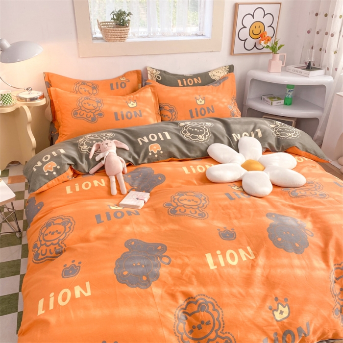 91家纺网 家纺一手货源 找家纺 多品 2023新款12868全棉印花单被套系列第二批 狮子王—黄