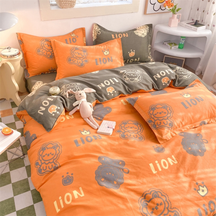 91家纺网 家纺一手货源 找家纺 多品 2023新款12868全棉印花单被套系列第二批 狮子王—黄