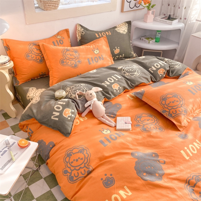 91家纺网 家纺一手货源 找家纺 多品 2023新款12868全棉印花单被套系列第二批 狮子王—黄