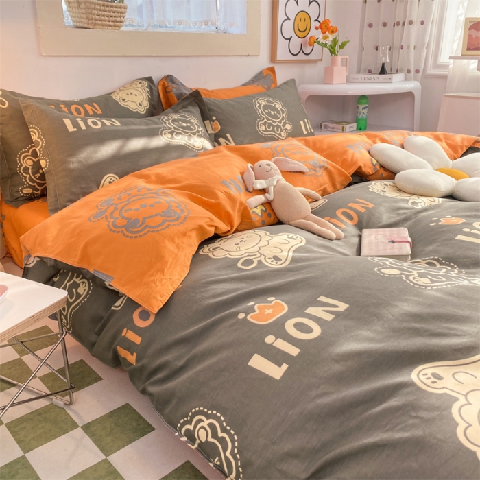 91家纺网 家纺一手货源 找家纺 多品 2023新款12868全棉印花单被套系列第二批 狮子王—咖