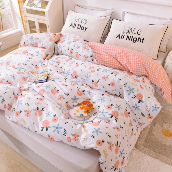 91家纺网 家纺一手货源 找家纺 多品 2023新款12868全棉印花单被套系列第二批 红粉佳人粉