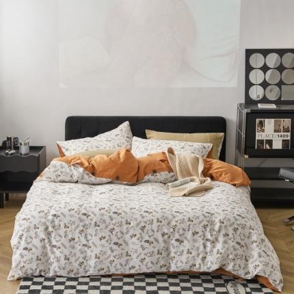 91家纺网 家纺一手货源 找家纺 （总）时年 2023新款全棉母婴级有氧双层纱纽扣工艺款四件套场景一