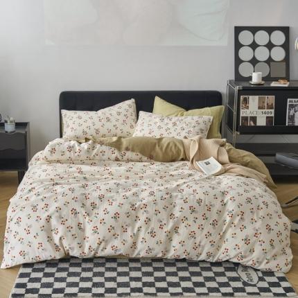 时年 2023新款全棉母婴级有氧双层纱纽扣工艺款四件套-场景一 夕颜花