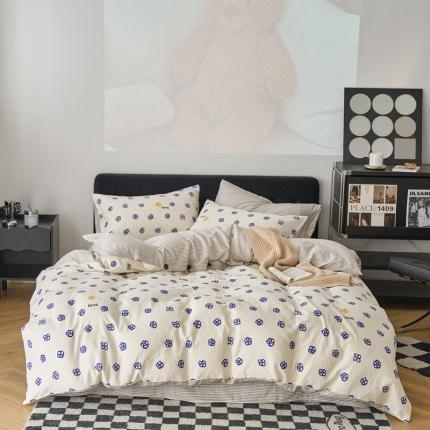 时年 2023新款全棉母婴级有氧双层纱纽扣工艺款四件套-场景一 休闲时代-兰