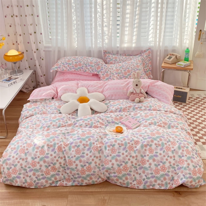 91家纺网 家纺一手货源 找家纺 多品家纺 2023新款12868全棉印花四件套系列第二批 春暖花开—粉