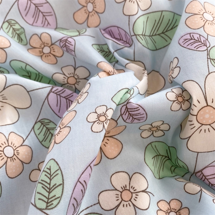 91家纺网 家纺一手货源 找家纺 多品家纺 2023新款12868全棉印花四件套系列第二批 春暖花开—蓝