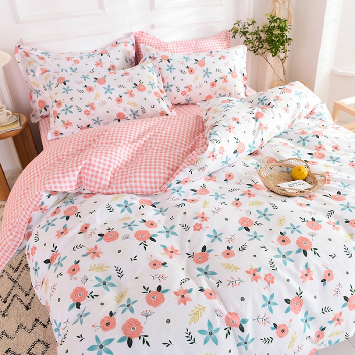 91家纺网 家纺一手货源 找家纺 多品家纺 2023新款12868全棉印花四件套系列第二批 红粉佳人