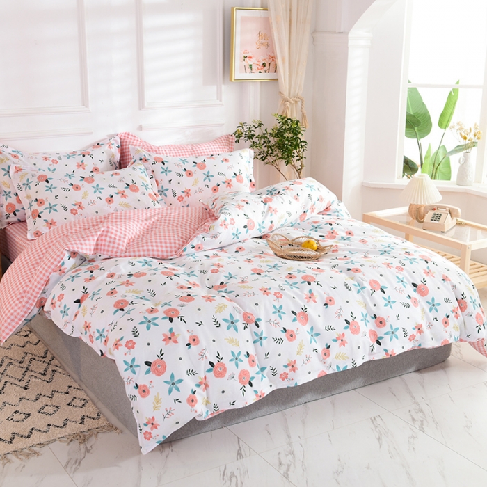 91家纺网 家纺一手货源 找家纺 多品家纺 2023新款12868全棉印花四件套系列第二批 红粉佳人