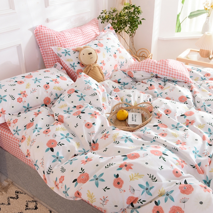 91家纺网 家纺一手货源 找家纺 多品家纺 2023新款12868全棉印花四件套系列第二批 红粉佳人