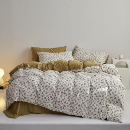 91家纺网 家纺一手货源 找家纺 时年 2023新款全棉母婴级有氧双层纱纽扣工艺款四件套-场景二 蓓蕾