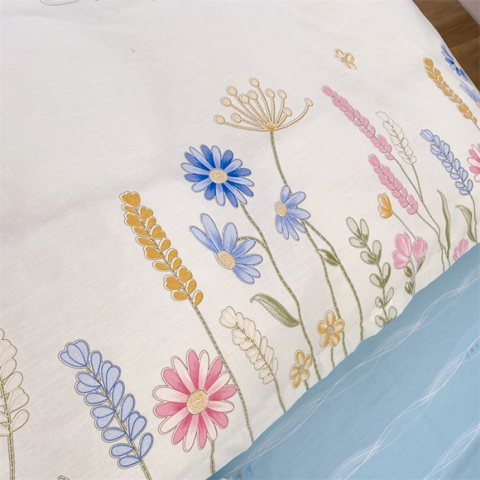 91家纺网 家纺一手货源 找家纺 多品家纺 2023新款12868全棉印花四件套系列第二批 花之恋—蓝