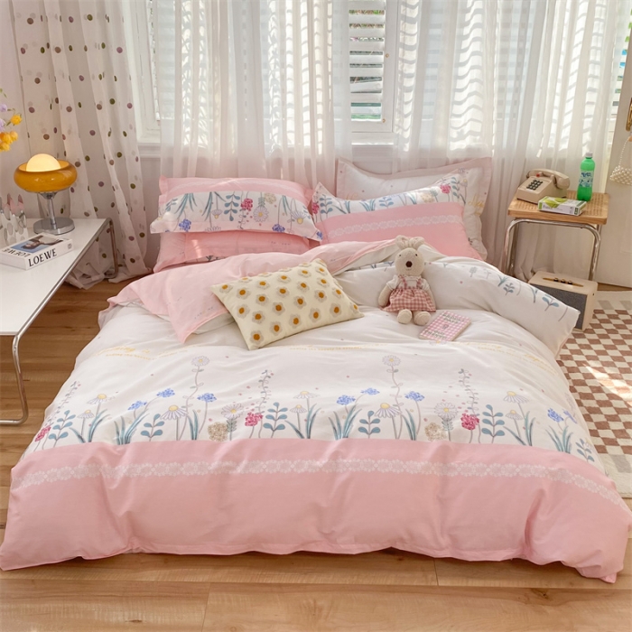 91家纺网 家纺一手货源 找家纺 多品家纺 2023新款12868全棉印花四件套系列第二批 秘密花园—粉