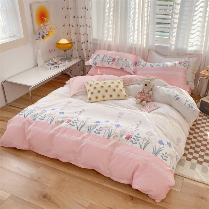 91家纺网 家纺一手货源 找家纺 多品家纺 2023新款12868全棉印花四件套系列第二批 秘密花园—粉