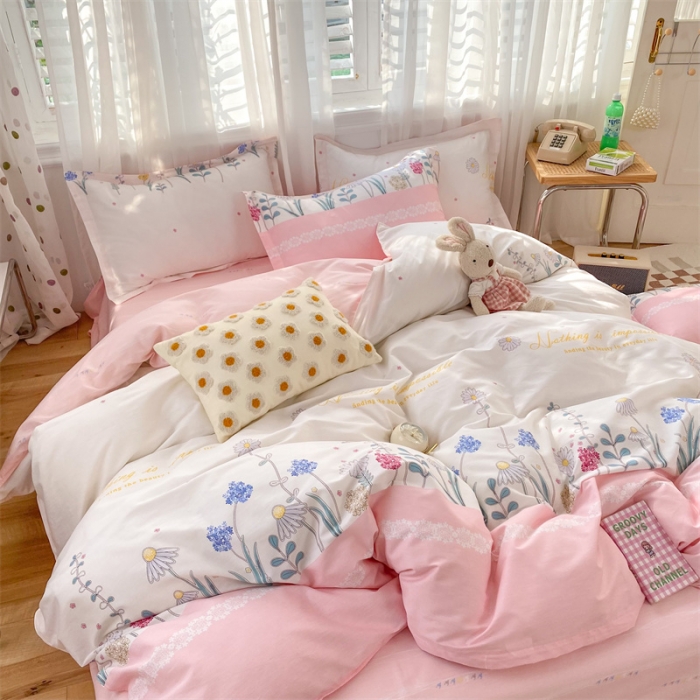 91家纺网 家纺一手货源 找家纺 多品家纺 2023新款12868全棉印花四件套系列第二批 秘密花园—粉