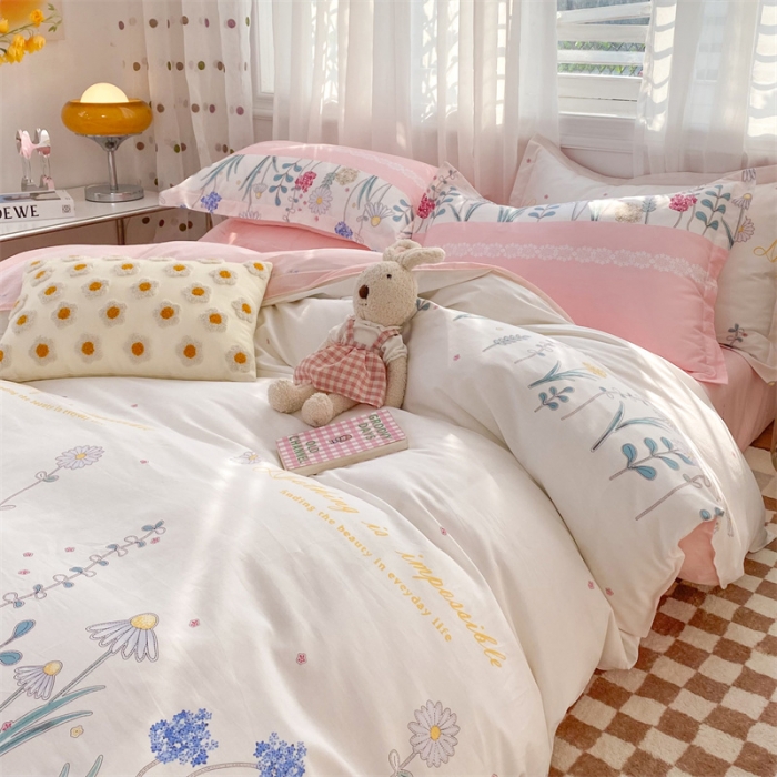 91家纺网 家纺一手货源 找家纺 多品家纺 2023新款12868全棉印花四件套系列第二批 秘密花园—粉