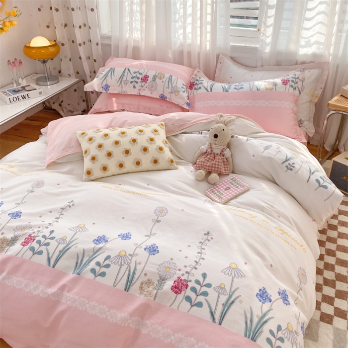 91家纺网 家纺一手货源 找家纺 多品家纺 2023新款12868全棉印花四件套系列第二批 秘密花园—粉